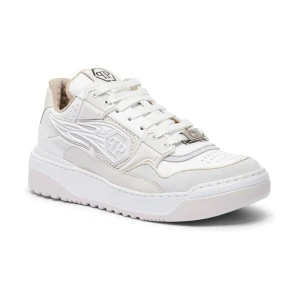 Philipp Plein Skórzane sneakersy Lo-Top Strass Hexagon