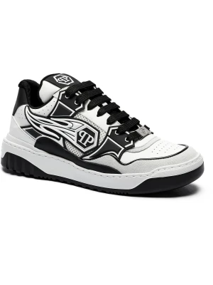 Philipp Plein Skórzane sneakersy Lo-Top Strass Hexagon | zamsz