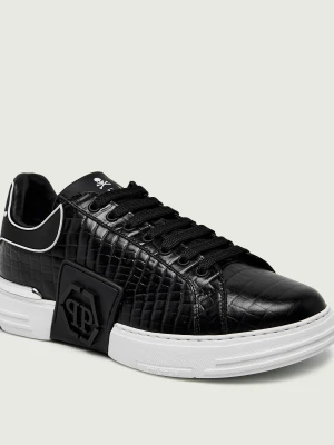Philipp Plein Skórzane sneakersy Low-Top Sneakers Phantom Kick$ czarny