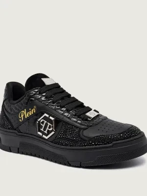 Philipp Plein Skórzane sneakersy Mix Strass Cocco