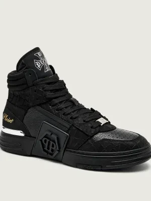 Philipp Plein Skórzane sneakersy Nubuck Mid Top Phantom