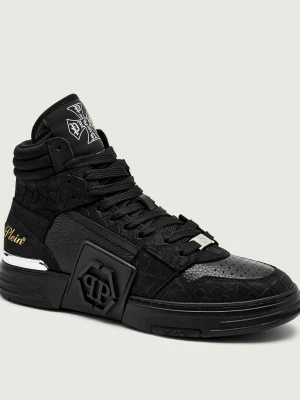 Philipp Plein Skórzane sneakersy Nubuck Mid Top Phantom czarny