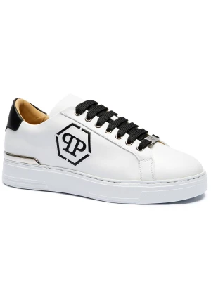 Philipp Plein Skórzane sneakersy SAES biały