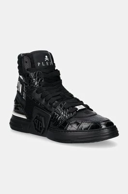 Philipp Plein sneakersy skórzane Hi-Top Hexagon kolor czarny MSC4012 PLE010N 0202