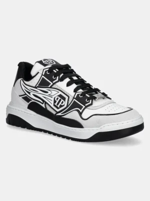 Philipp Plein sneakersy skórzane Lo-Top Hexagon kolor biały MSC4017 PLE010N 0102