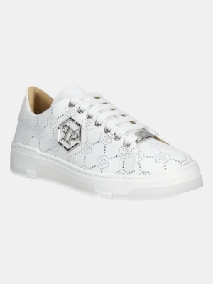 Philipp Plein sneakersy skórzane Lo-Top Monogram kolor biały USC0770 PLE010N 01