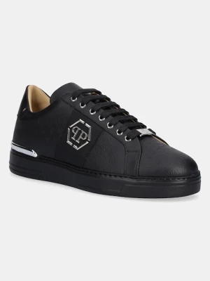 Philipp Plein sneakersy skórzane Lo-Top Monogram męskie kolor czarny USC0768 PLE005N 0202