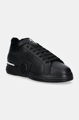 Philipp Plein sneakersy skórzane Nappa Lo-Top Fur Hexagon kolor czarny USC0691 PLE075N 0202