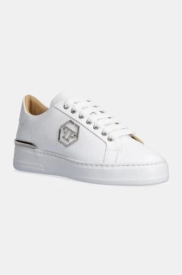 Philipp Plein sneakersy skórzane Nappa Lo-Top Monogram kolor biały USC0665 PLE010N 01