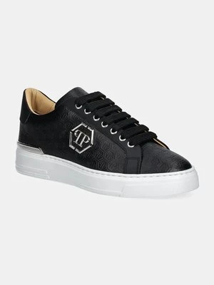 Philipp Plein sneakersy skórzane Nappa Lo-Top Monogram kolor czarny USC0665 PLE010N 02