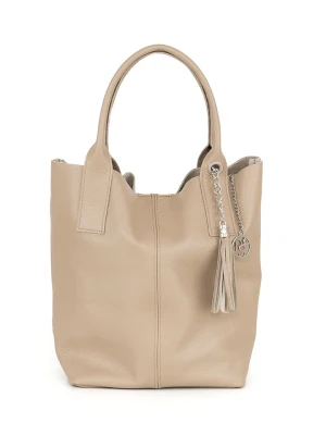 Pia Sassi Skórzany shopper bag "Monte Cimone" w kolorze beżowym - 28 x 35 x 17 cm rozmiar: onesize
