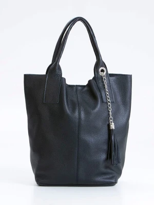 Pia Sassi Skórzany shopper bag "Monte Cimone" w kolorze czarnym - 28 x 35 x 17 cm rozmiar: onesize
