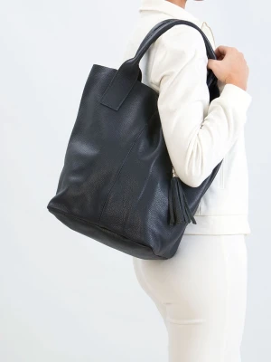 Pia Sassi Skórzany shopper bag "Monte Cimone" w kolorze granatowym - 28 x 35 x 17 cm rozmiar: onesize