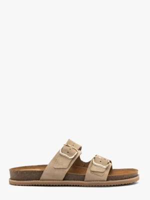 Piaskowe klapki damskie płaskie Ryłko