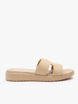 Piaskowe klapki H na grubszym spodzie Ryłko