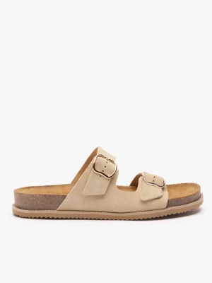 Piaskowe klapki z dwoma paskami Ryłko