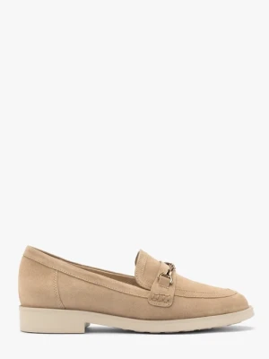 Piaskowe mokasyny ze skóry welurowej Ryłko