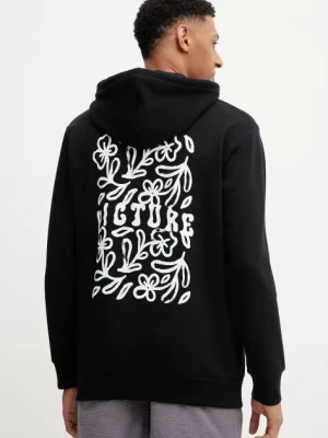 Picture bluza bawełniana Elaho męska kolor czarny z kapturem z nadrukiem MSW0469