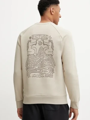 Picture bluza bawełniana Terra męska kolor beżowy z nadrukiem MSW0475