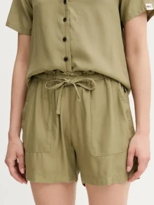 Picture szorty Milou damskie kolor zielony gładkie high waist WSH0099