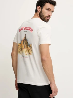 Picture t-shirt bawełniany D&S Bardenas kolor beżowy z nadrukiem MTS1242