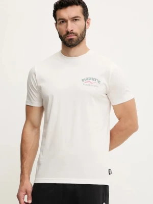Picture t-shirt bawełniany D&S Catlins kolor beżowy z nadrukiem MTS1263