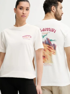 Picture t-shirt bawełniany D&S Dolomiti kolor beżowy z nadrukiem MTS1245