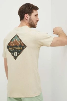Picture t-shirt bawełniany Usil męski kolor beżowy z nadrukiem MTS1104