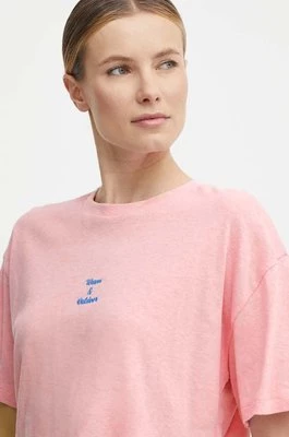 Picture t-shirt z domieszką lnu Hampy kolor różowy WTS483