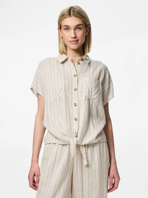 Pieces Bluzka "Pia" w kolorze beżowym rozmiar: M