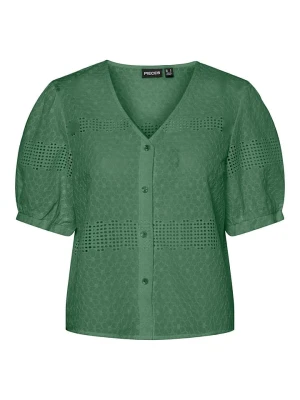 Pieces Bluzka "Taya" w kolorze zielonym rozmiar: M