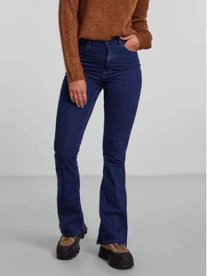 Pieces Jeansy 17127256 Granatowy Flared Fit