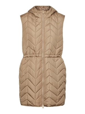 Pieces Kamizelka pikowana "Jasmin" w kolorze szarobrązowym rozmiar: S