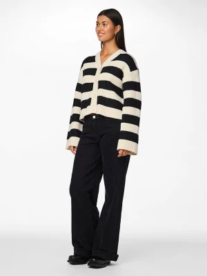 Pieces Kardigan "Nalini" w kolorze czarno-kremowym rozmiar: M