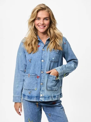 Pieces Koszula dżinsowa "Jidi" w kolorze błękitnym rozmiar: L