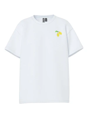 Pieces Koszulka "Alifi" w kolorze białym ze wzorem rozmiar: L