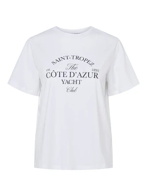 Pieces Koszulka "Banda" w kolorze białym rozmiar: S