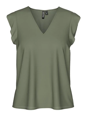 Pieces Koszulka "Nya" w kolorze oliwkowym rozmiar: XS