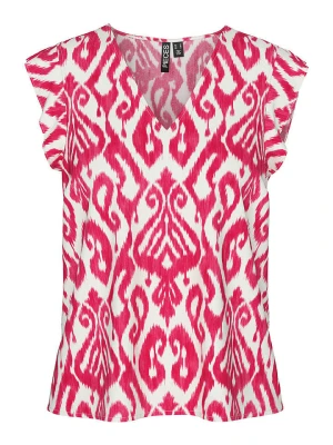 Pieces Koszulka "Nya" w kolorze różowo-białym rozmiar: S