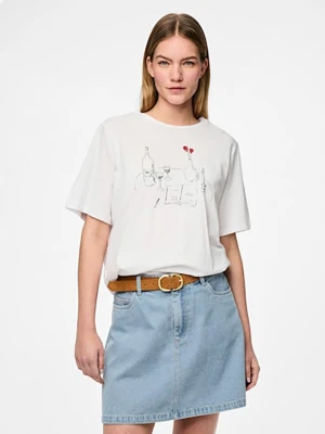 Pieces Koszulka "Signe" w kolorze białym rozmiar: XS