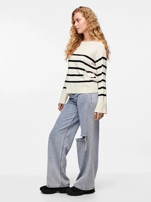 Pieces Koszulka w kolorze kremowo-czarnym rozmiar: M