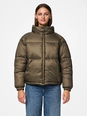 Pieces Kurtka pikowana w kolorze ciemnobrązowym rozmiar: M