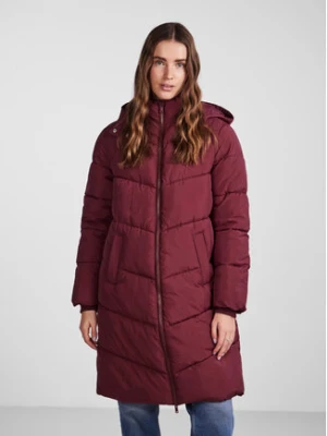 Pieces Płaszcz zimowy 17126619 Bordowy Regular Fit