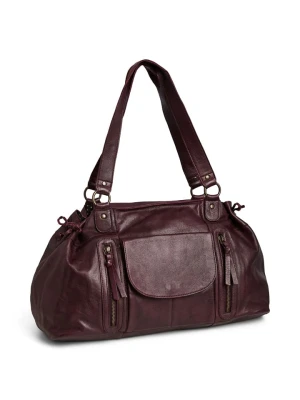 Pieces Skórzany shopper bag "Hanna" w kolorze bordowym - 42 x 25 x 20 cm rozmiar: onesize