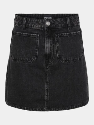 Pieces Spódnica jeansowa Sky 17147301 Czarny Regular Fit