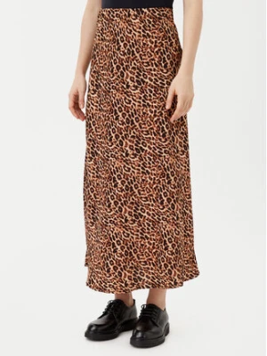 Pieces Spódnica midi Franan 17116541 Brązowy Regular Fit