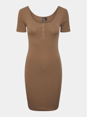 Pieces Sukienka codzienna Kitte 17146324 Brązowy Slim Fit