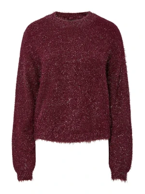 Pieces Sweter "Mie" w kolorze bordowym rozmiar: XL