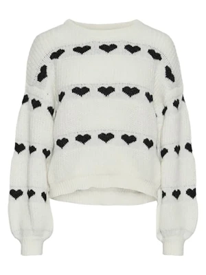 Pieces Sweter w kolorze biało-czarnym rozmiar: XS