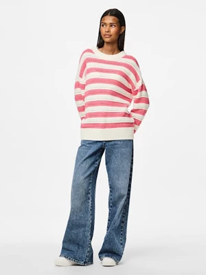 Pieces Sweter w kolorze biało-jasnoróżowym rozmiar: M